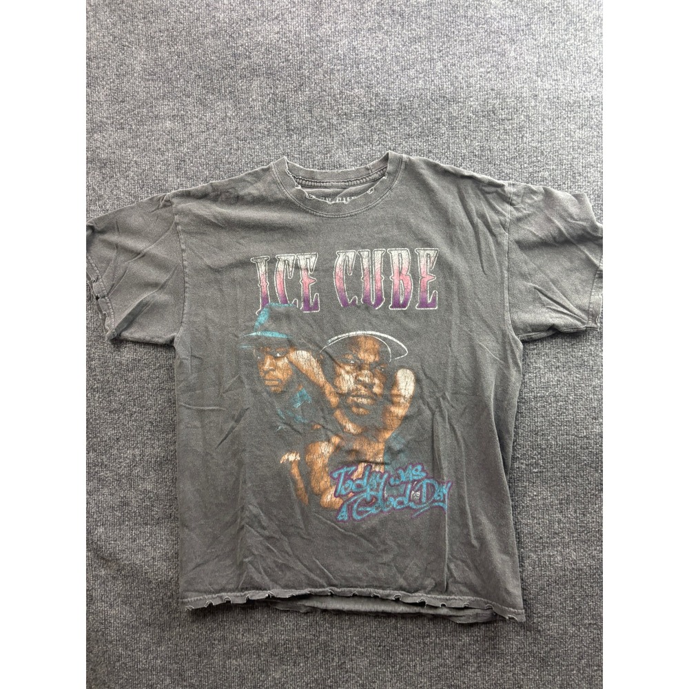 Ice Cube T-Shirt Mens Medium Gray Distressed Today Was A Good Day Rap Tee